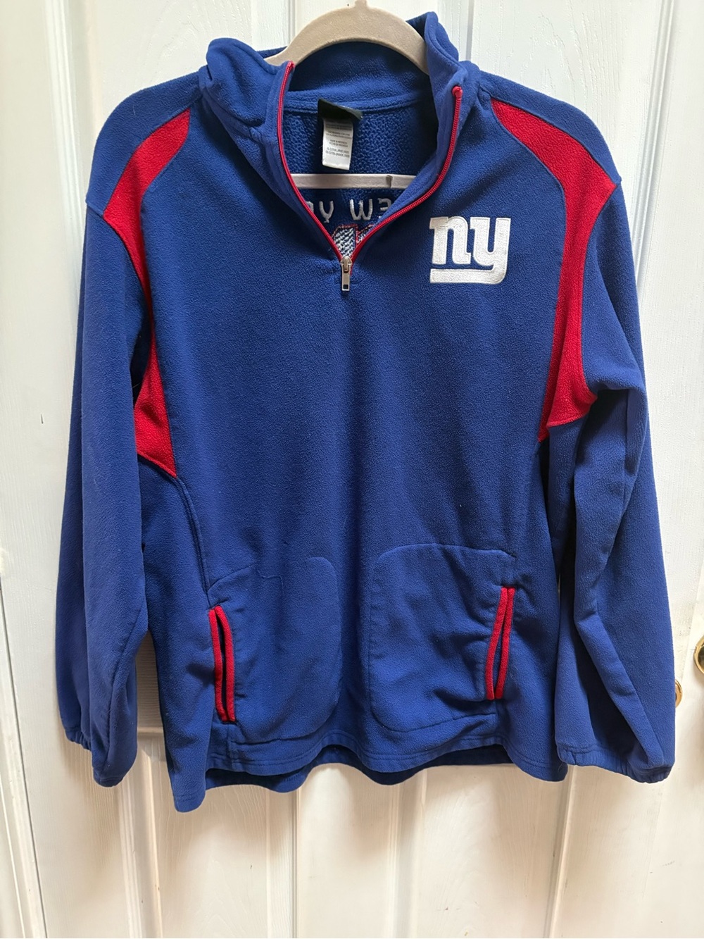 NFL men’s Blue Fleece Pullover with Red Accents